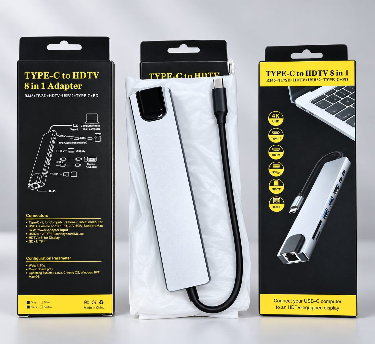 Type-C to HDTV 8 in 1 Adapter – All-in-One Connectivity Solution - Image 2